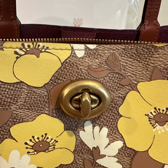 Coach Brown and Yellow Floral Tote - Picture 4 of 12